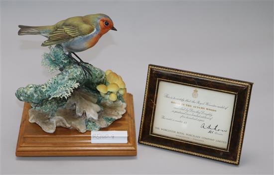A Royal Worcester model - Robin in the Autumn Woods), with certificate